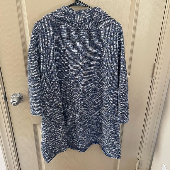 Lane Bryant 22/24 Cowl Neck Textured Sweater Blue Silver Metallic - Picture 5 of 8